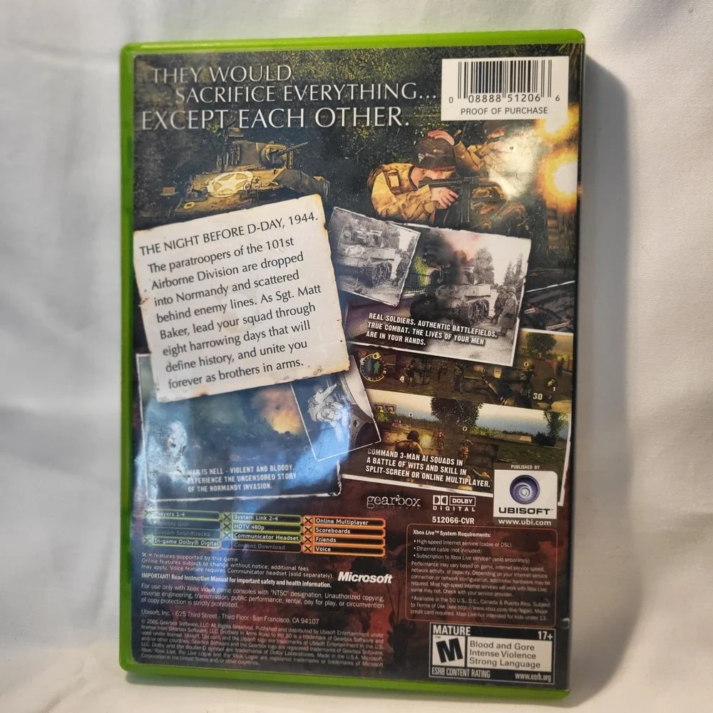 Xbox Brothers in Arms Road to‎ Hill 30 Video Game Disc Manual Case